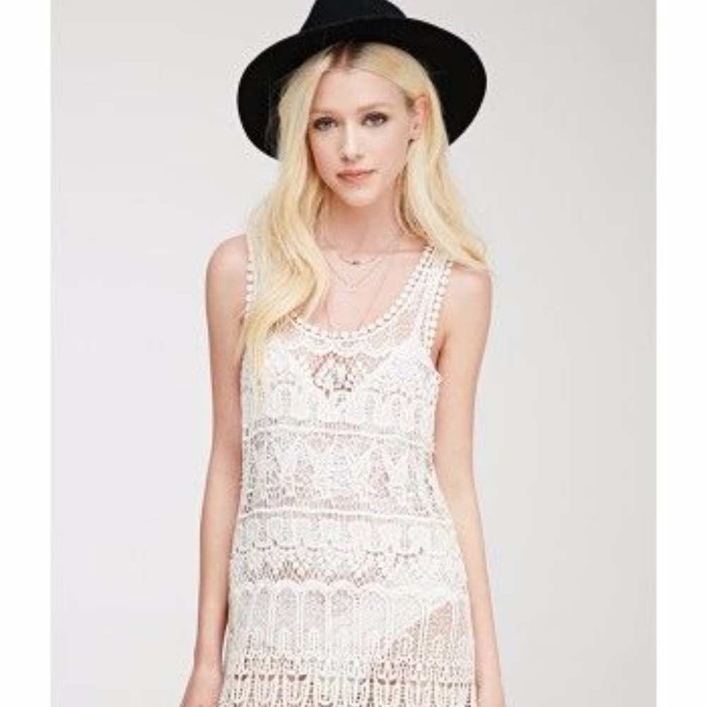 Forever-21-Boho-Cream-Ornate-Crochet-Tunic-Dress